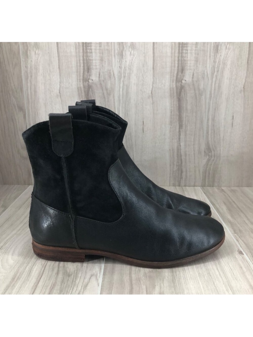 Kork Ease Ankle Boots Womens 9M Black Leather Back Zip Booties